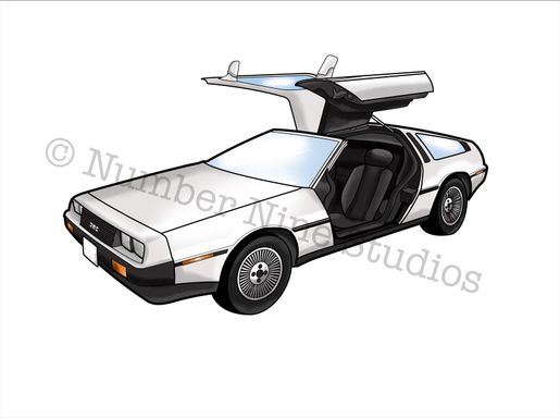 The Delorean in its basic form prior to the Back to the Future films. Artwork print available in a range of sizes: A5, A3, A1 and A0.