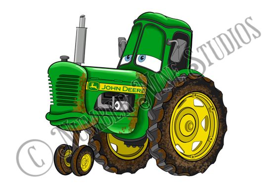 Inspired by the Disney film Cars, this artwork shows a tractor in the style of the John Deere franchise. Artwork print available in a range 